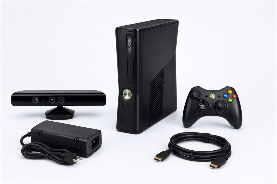 Combo 2 com Xbox 360, um controle, Kinect, fonte e cabo HDMI